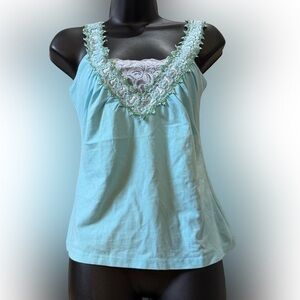 Lace Trim turquoise Women's Camisole Top